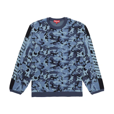Supreme Sleeve Stripe Sweater Blue Camo