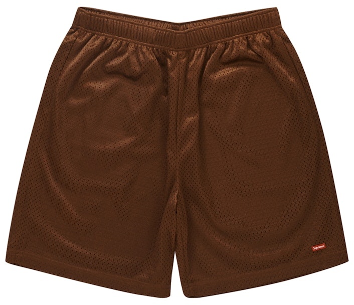 supreme-small-box-baggy-mesh-short-brown