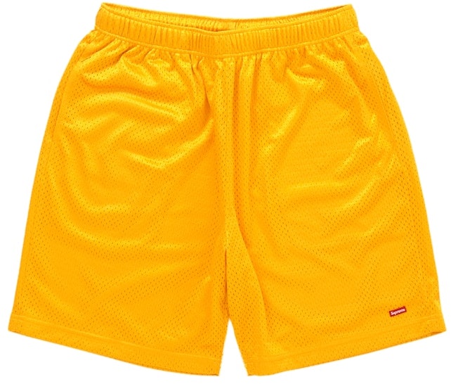supreme-small-box-baggy-mesh-short-gold