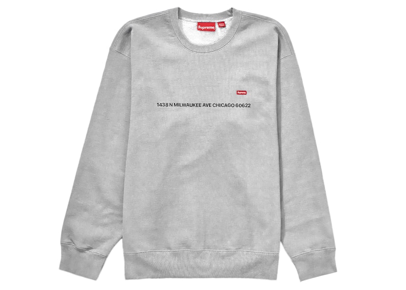 supreme small box crew neck heather gray