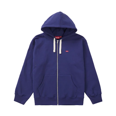Supreme Small Box Drawcord Zip Up Hooded Sweatshirt Washed Navy