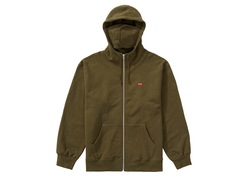 Order Supreme Jaket Hoodie Ritsleting Wajah Kecil (FW21) Olive Tua