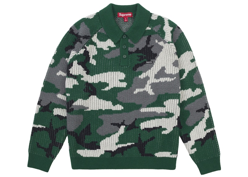 Supreme Small Box Polo Sweater (FW25) Green Camo