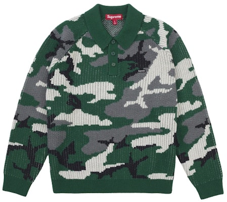 Supreme Small Box Polo Sweater (FW25) Hijau Camo Buy Supreme Small Box Polo Sweater (FW25) Hijau Camo