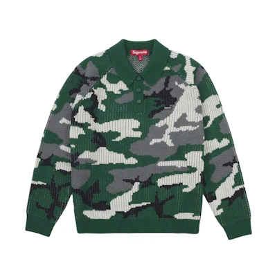 Supreme Small Box Polo Sweater (FW25) Green Camo