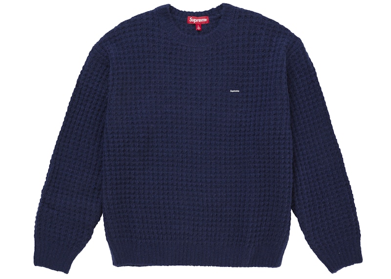 Supreme Small Box Waffle Sweater Navy