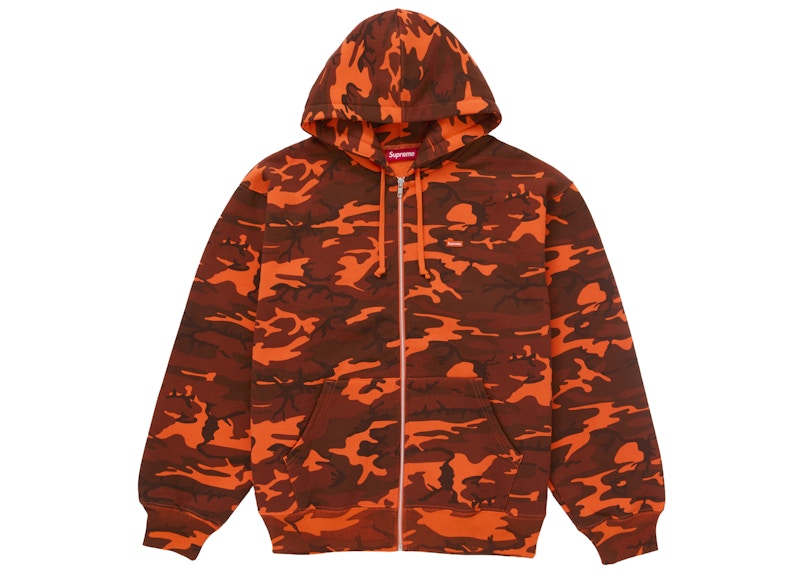Supreme Small Box Zip Up Hooded Sweatshirt (SS25) Bright Orange Camo