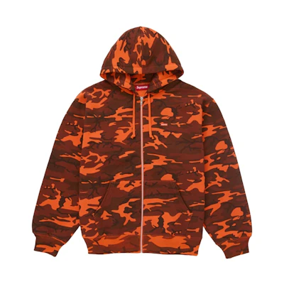 Supreme Small Box Zip Up Hooded Sweatshirt (SS25) Bright Orange Camo