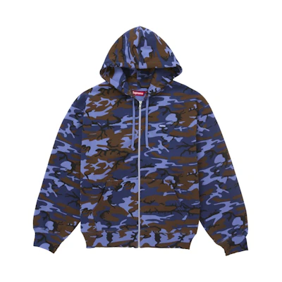 Supreme Small Box Zip Up Hooded Sweatshirt (SS25) Blue Camo