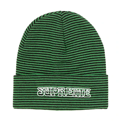 Supreme Small Stripe Beanie Green