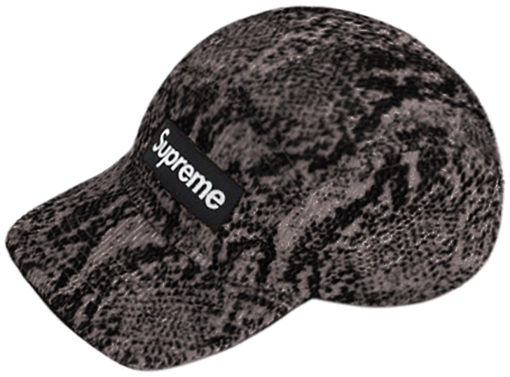 supreme-snakeskin-corduroy-camp-cap-black