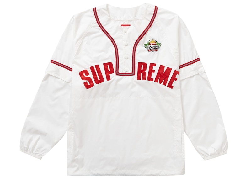 Supreme Snap-Off Sleeve L/S Baseball Top White