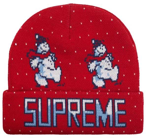 supreme-snowman-beanie-red