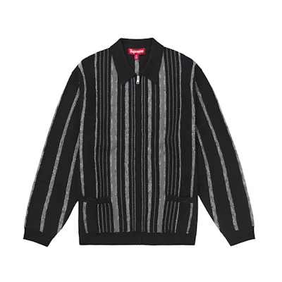 Supreme Speckle Stripe Zip Up Cardigan Black