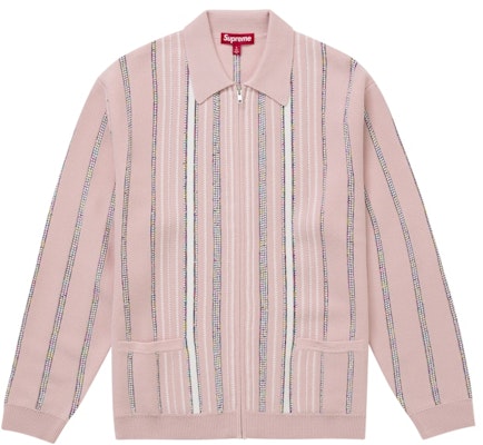 Supreme Speckle Stripe Zip Up Cardigan Pink Buy Supreme Speckle Stripe Zip Up Cardigan Pink