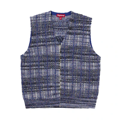 Supreme Speckled Zip Up Sweater Vest Blue
