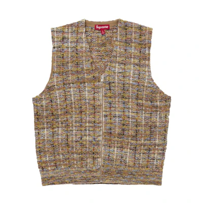 Supreme Speckled Zip Up Sweater Vest Tan