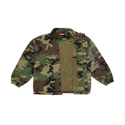 Supreme Spellout Embroidered Ripstop Track Jacket Woodland Camo