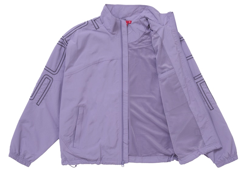Order Chaqueta Deportiva Bordada Supreme Spellout (SS25) Púrpura Polvoriento