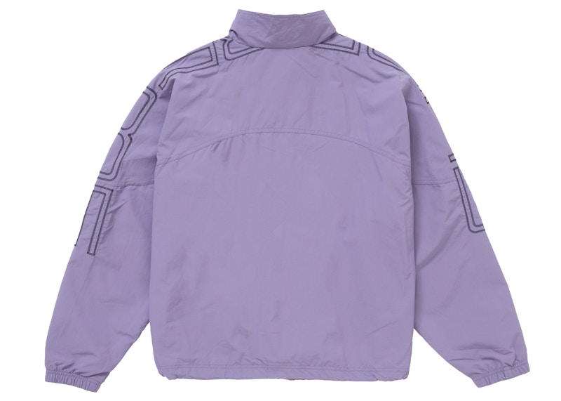 Lookbook Chaqueta Deportiva Bordada Supreme Spellout (SS25) Púrpura Polvoriento