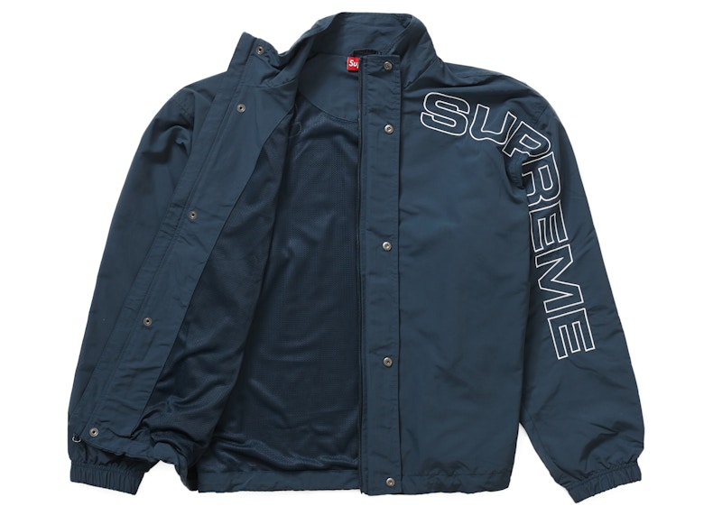 Buy Supreme Spellout Embroidered Track Jacket Dark Blue - Novelship