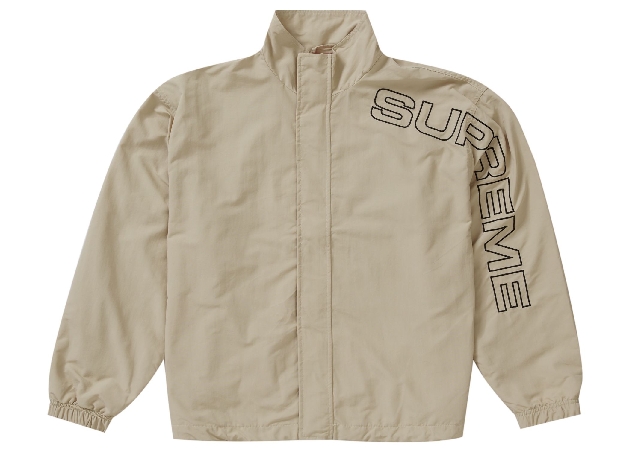 Supreme Spellout Embroidered Track Jacket Sand - Novelship