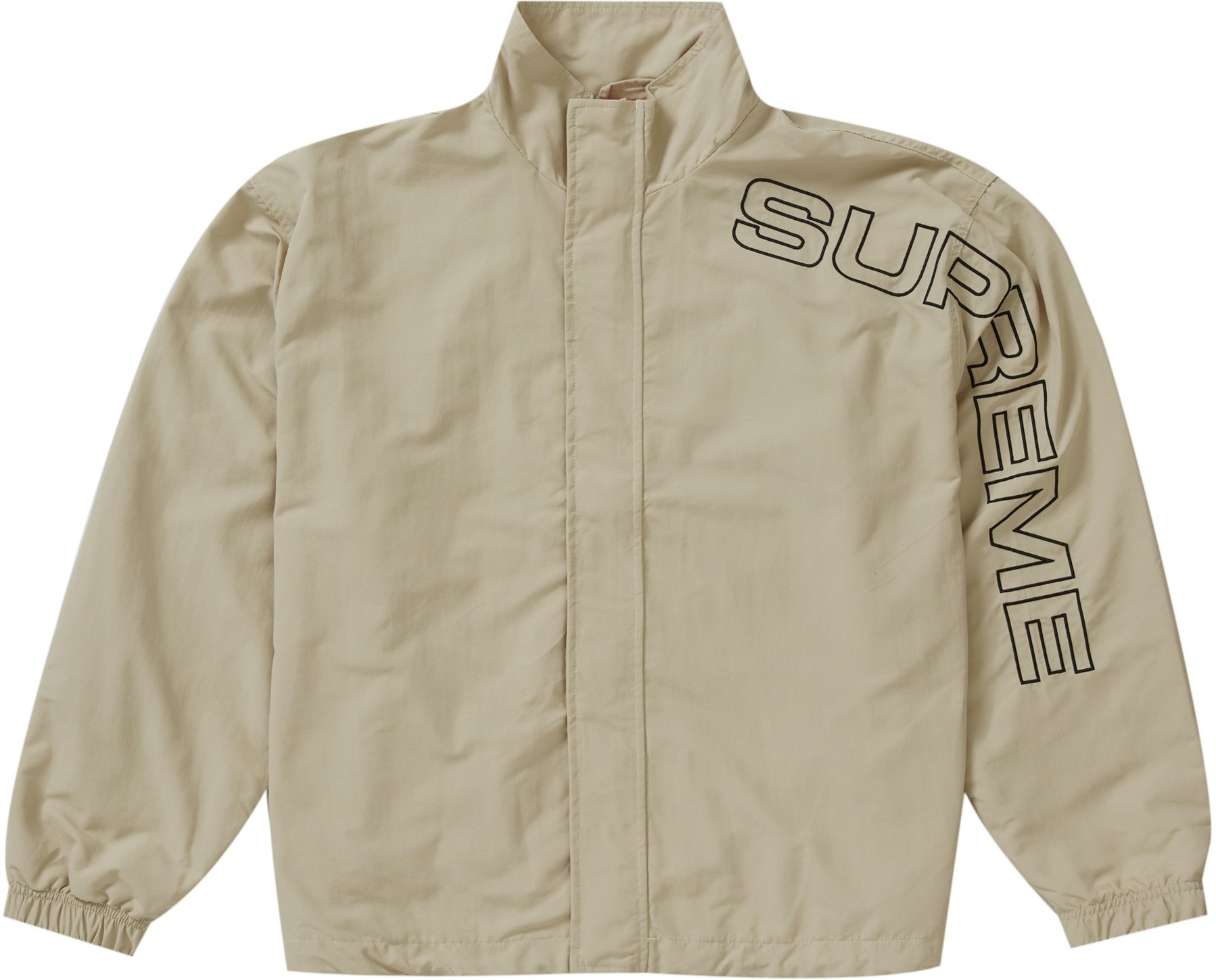 Supreme Spellout Embroidered Track Jacket Sand - Novelship