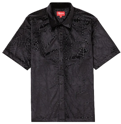 Supreme 蜘蛛网短袖天鹅绒衬衫 黑色 Buy Supreme 蜘蛛网短袖天鹅绒衬衫 黑色