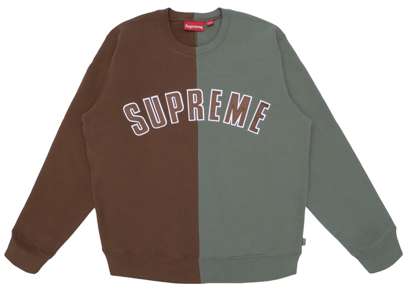 Supreme Split Crewneck Sweatshirt Brown