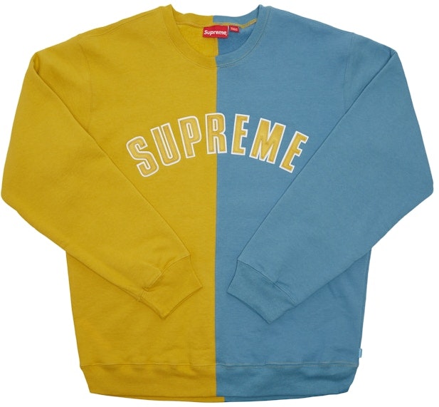 supreme-split-crewneck-sweatshirt-mustard