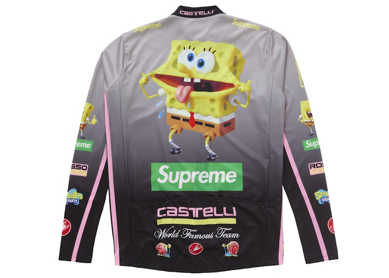 Order Supreme SpongeBob SquarePants Castelli Jersey Ciclismo Manga Larga Negro