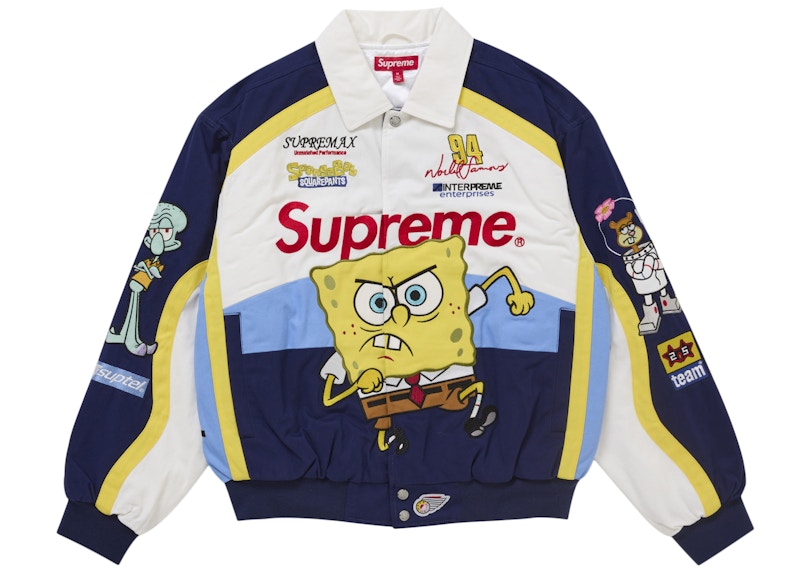 Supreme SpongeBob SquarePants Jeff Hamilton Racing Jacket White