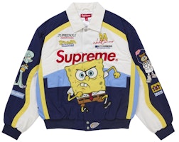 Supreme SpongeBob SquarePants Jeff Hamilton Racing Jacket White Supreme SpongeBob SquarePants Jeff Hamilton Racing Jacket White