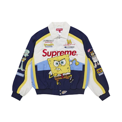 Supreme SpongeBob SquarePants Jeff Hamilton Racing Jacket White