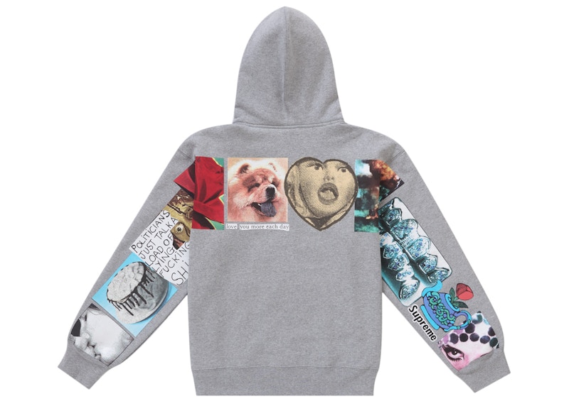 Supreme Spread Zip Up Hooded Sweatshirt Heather Grey