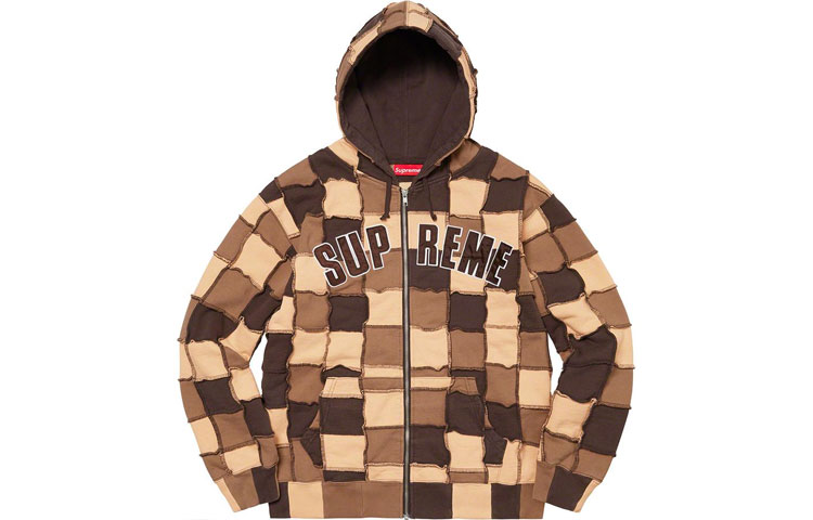 Supreme SS22 Colorblock Plaid Fleece Camo Hoodie Unisex Couple Style. SUP-SS22-820