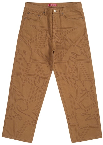 supreme-stars-topstitch-baggy-jean-brown