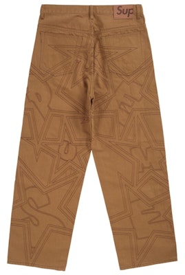 Supreme Stars Topstitch Celana Jeans Baggy Coklat Order Supreme Stars Topstitch Celana Jeans Baggy Coklat