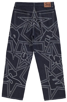 Supreme 星星缝线宽松牛仔裤 靛蓝色 Order Supreme 星星缝线宽松牛仔裤 靛蓝色