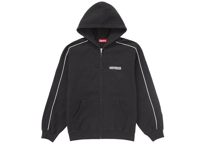 Supreme State Zip Up Hooded Sweatshirt Black