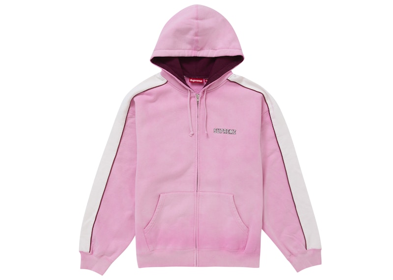 Supreme State Zip Up Hooded Sweatshirt Pink