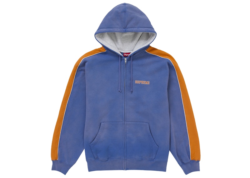 Supreme State Zip Up Hooded Sweatshirt Washed Royal