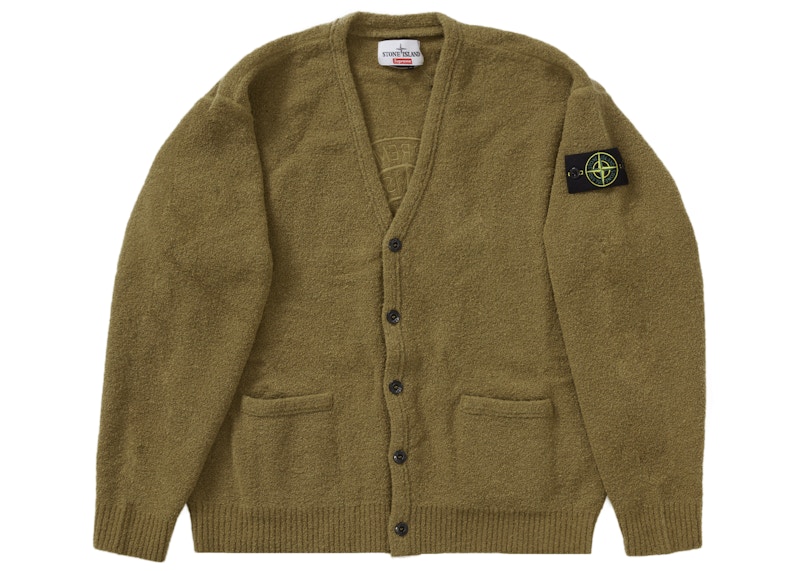 Supreme Stone Island Bouclé Cardigan Olive