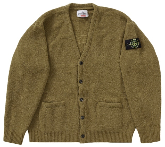 supreme-stone-island-boucle-cardigan-olive