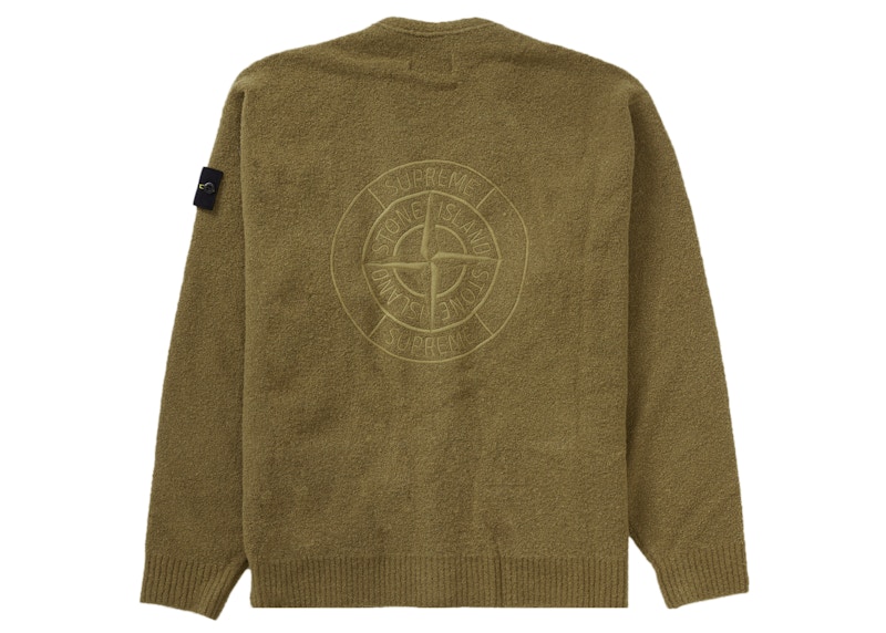 Order Supreme x Stone Island ブークレカーディガン (オリーブ)
