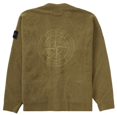 Supreme Stone Island Bouclé Cardigan Olive Order Supreme Stone Island Bouclé Cardigan Olive