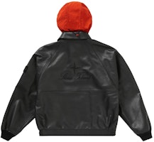 Chaqueta Bomber de Cuero Negra Supreme Stone Island Order Chaqueta Bomber de Cuero Negra Supreme Stone Island