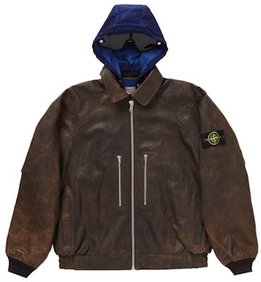 Supreme Stone Island Leather Bomber Jacket Brown Buy Supreme Stone Island Leather Bomber Jacket Brown