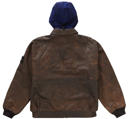 Supreme Stone Island Leather Bomber Jacket Brown Order Supreme Stone Island Leather Bomber Jacket Brown