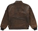 Shop Supreme Stone Island Leather Bomber Jacket Brown